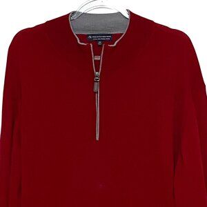 Hart Schaffner Marx Merino Wool 1/4 Zip Sweater 2XB Red Preppy Vibrant‎ Academia